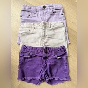 Kids Short Jeans - Purple and Cream 6/7